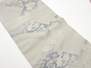 波に秋草・菱模様織出し名古屋帯